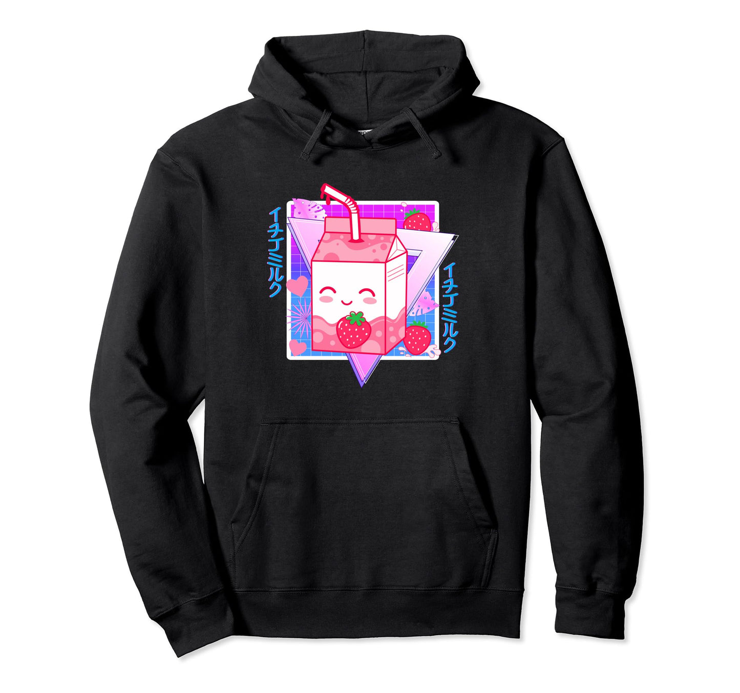Strawberry Milk Carton Vaporwave Hoodie - Streetwear Style for Adults