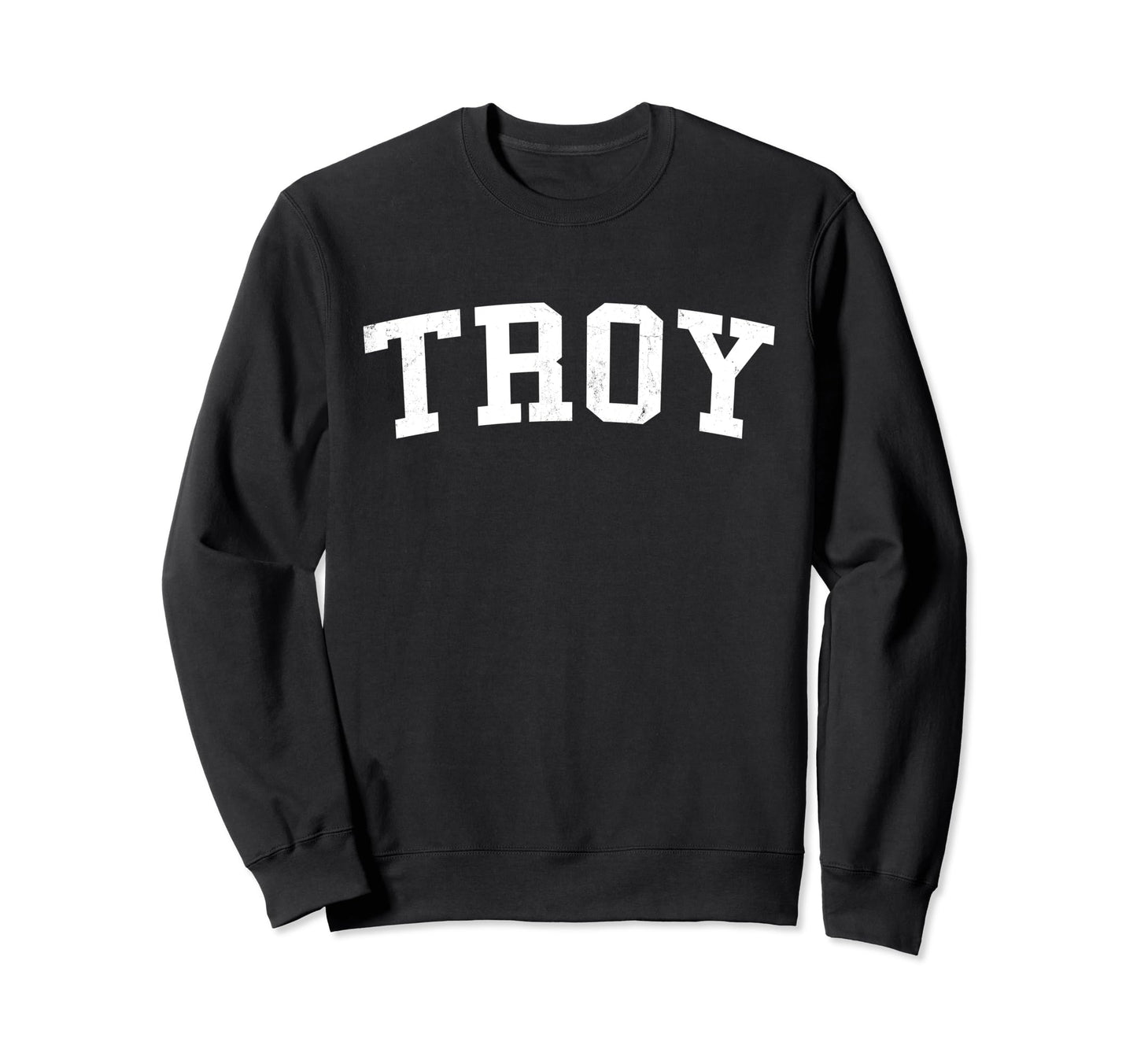 Troy Mo Distressed White Varsity Sweatshirt - Trendy Graphic Men Women