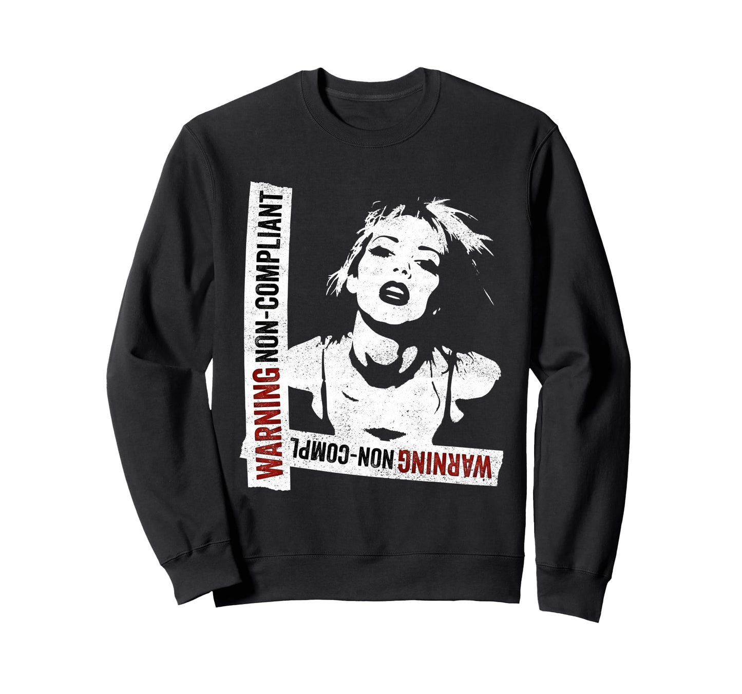 Punk 90S Grunge Stencil Distressed Sweatshirt - Trendy Graphic for Adults