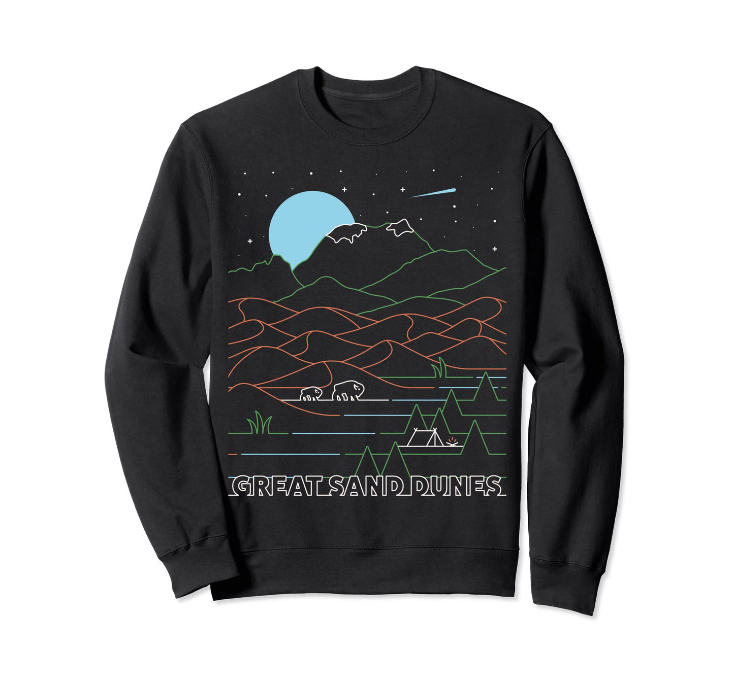 Night Great Sand Dunes National Park Sweatshirt - Graphic Print Men Women