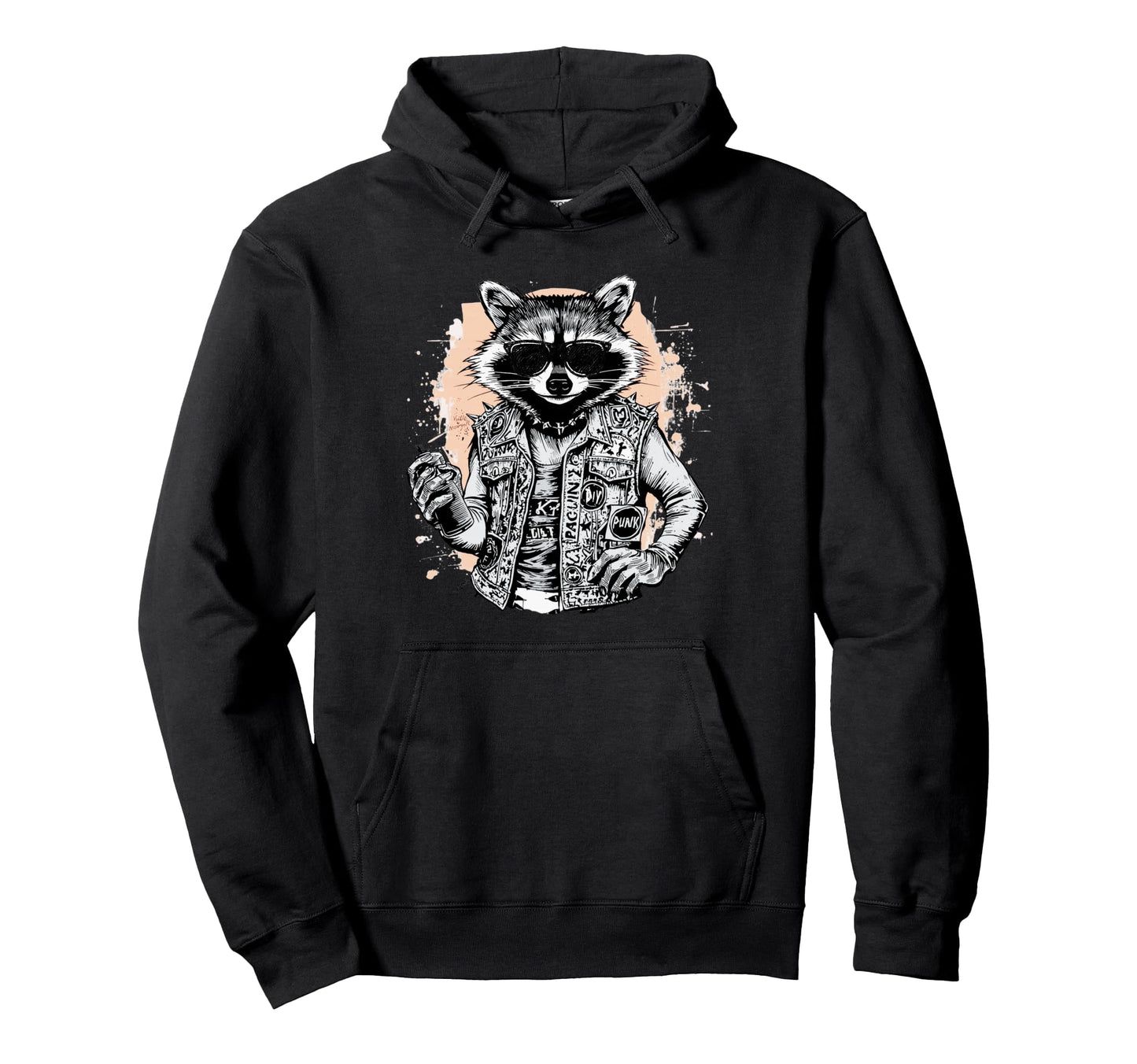 Grunge Rock Trash Panda Punk Raccoon Hoodie - Unique Graphic for Adults