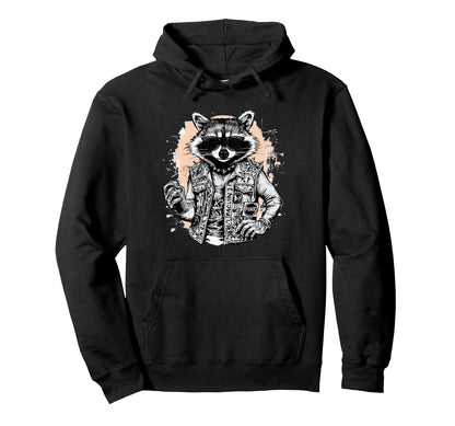 Grunge Rock Trash Panda Punk Raccoon Hoodie - Unique Graphic for Adults
