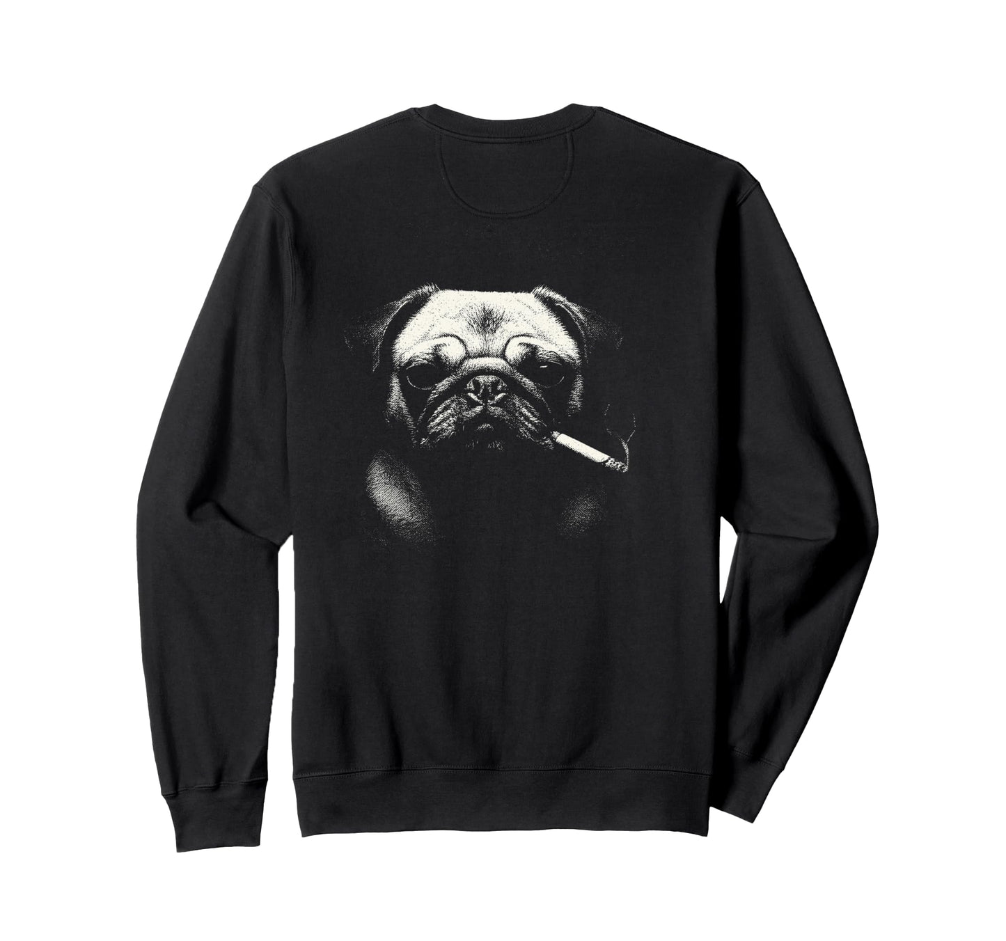 Pug Smoking Cigarette Y2K Grunge Meme Sweatshirt - Graphic Print Unisex