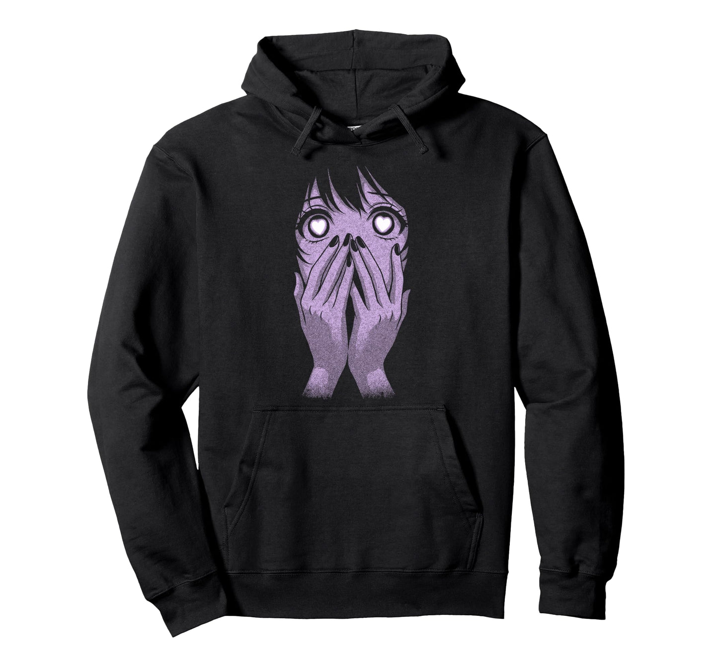 Anime Eyes Hearts Manga Otaku Grunge Hoodie - Minimalist Print for Adults