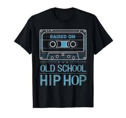 Raised Old School Hip Hop Cassette T-Shirt - Unique Graphic for Adults