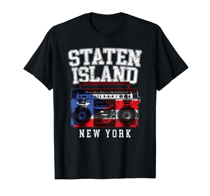 Staten Island New York Nyc Boombox Old T-Shirt - Unique Graphic for Adults
