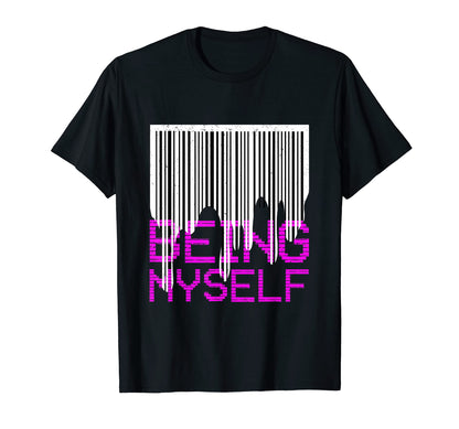 Being Myself Barcode Vaporwave Aesthetic T-Shirt - Novelty Apparel Unisex