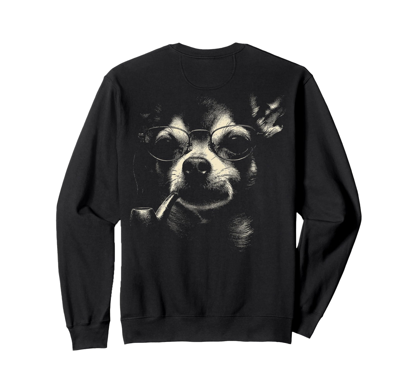Chihuahua Smoking Pipe Glasses Sweatshirt - Casual Everyday Wear Unisex