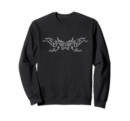 Butterfly Tattoo Grunge Fairycore Sweatshirt - Minimalist Print Unisex