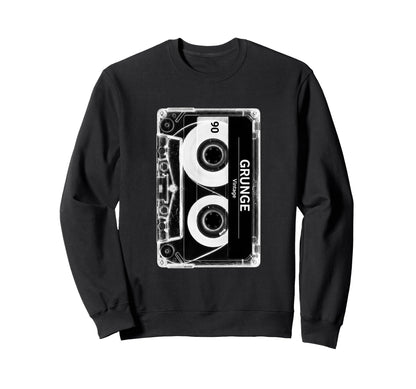 Grunge Cassette Tape Throwback Sweatshirt - Trendy Graphic for Adults