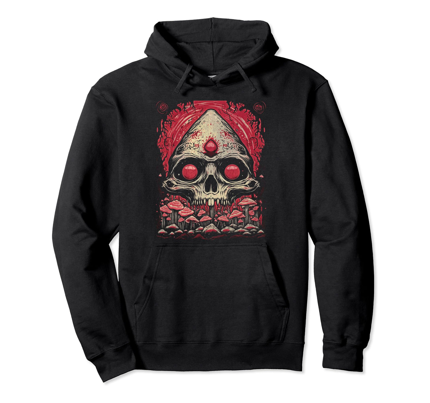 Grunge Mushroom Goth Hoodie - Graphic Print Men Women