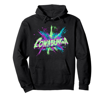 Cowabunga 80S 90S Nostalgia Slang Hoodie - Trendy Graphic for Adults