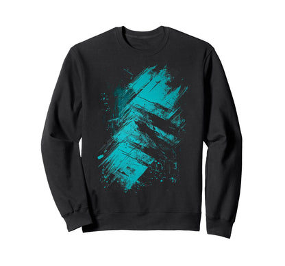 Teal And Black Grunge Sweatshirt - Fun Novelty Design Unisex