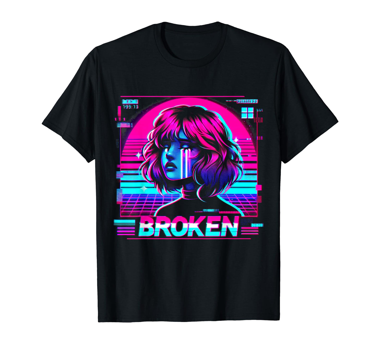 Sad Anime Japanese Vaporwave Aesthetic T-Shirt - Streetwear Style Unisex