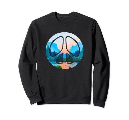 Yosemite National Park Peace Sign Sweatshirt - Minimalist Print for Adults