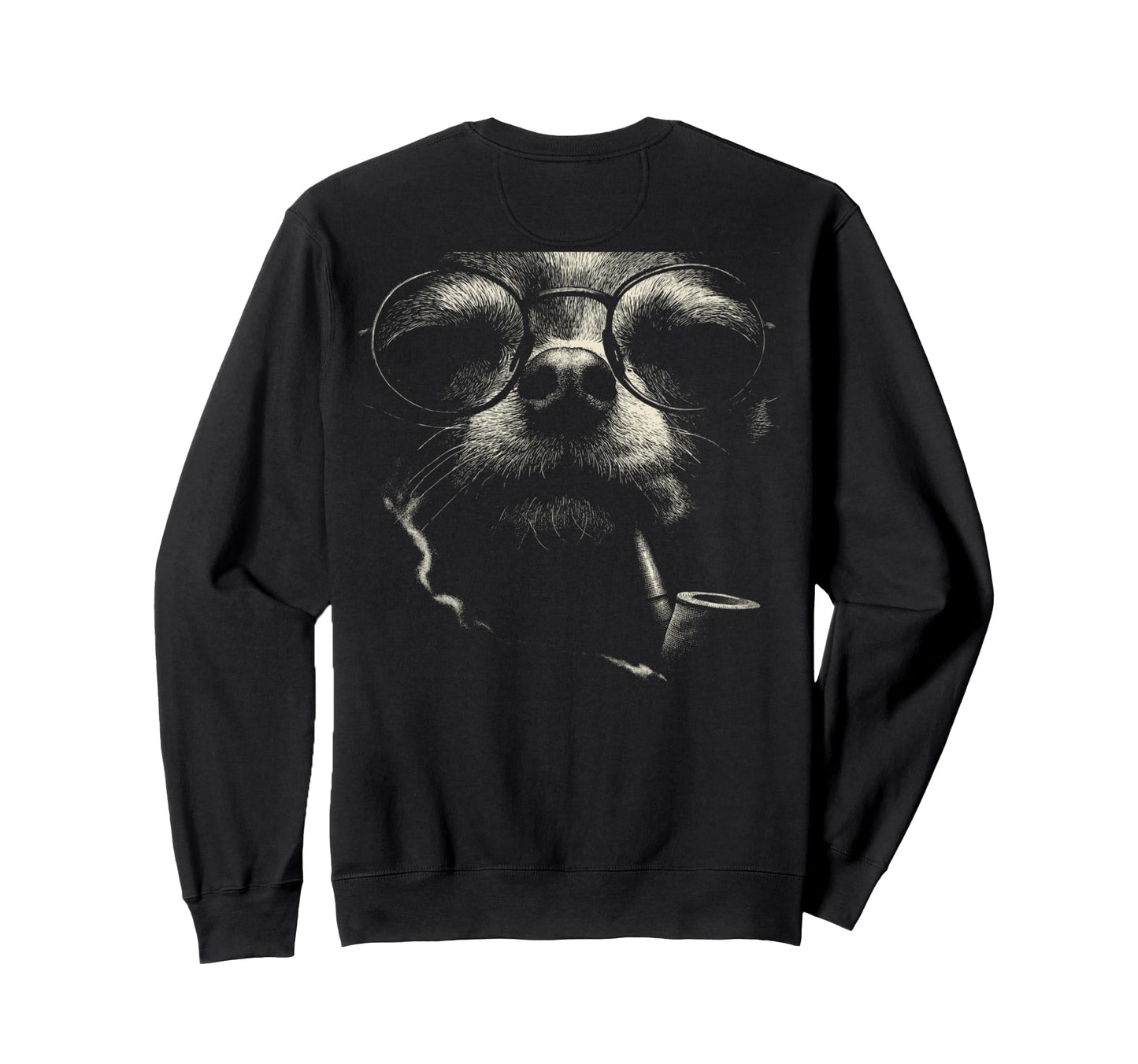 Fun Chihuahua Smoking Pipe Glasses Sweatshirt - Graphic Print for Adults