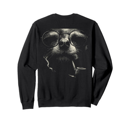 Fun Chihuahua Smoking Pipe Glasses Sweatshirt - Graphic Print for Adults