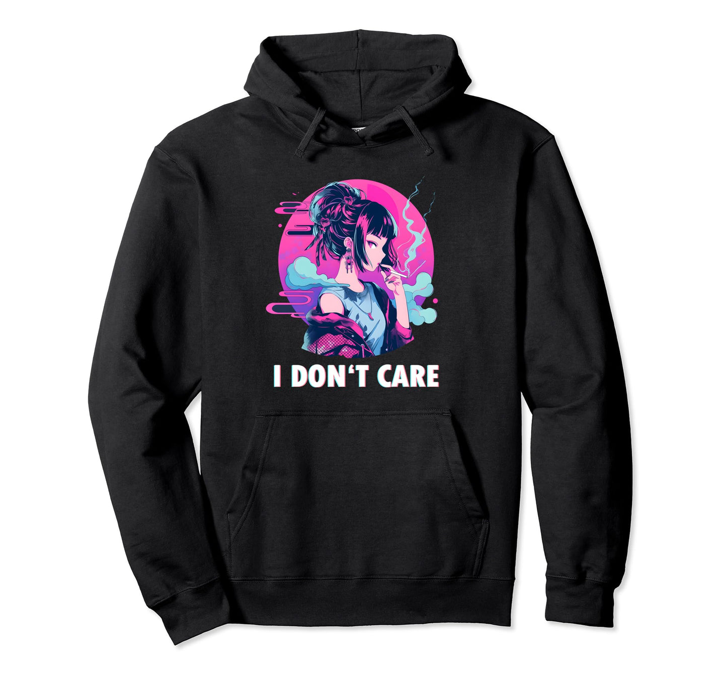 Aesthetic Vaporwave I Dont Care Hoodie - Novelty Apparel for Adults
