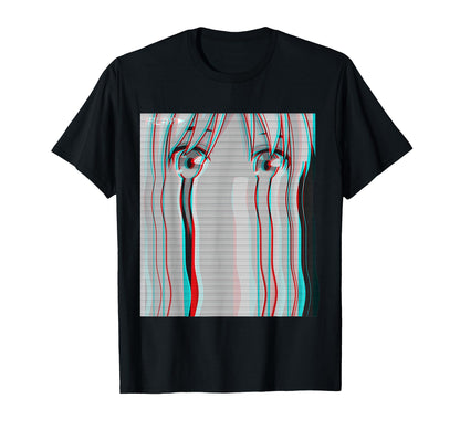 Vaporwave Aesthetic Sad Anime Anime Eyes T-Shirt - Unique Graphic Unisex
