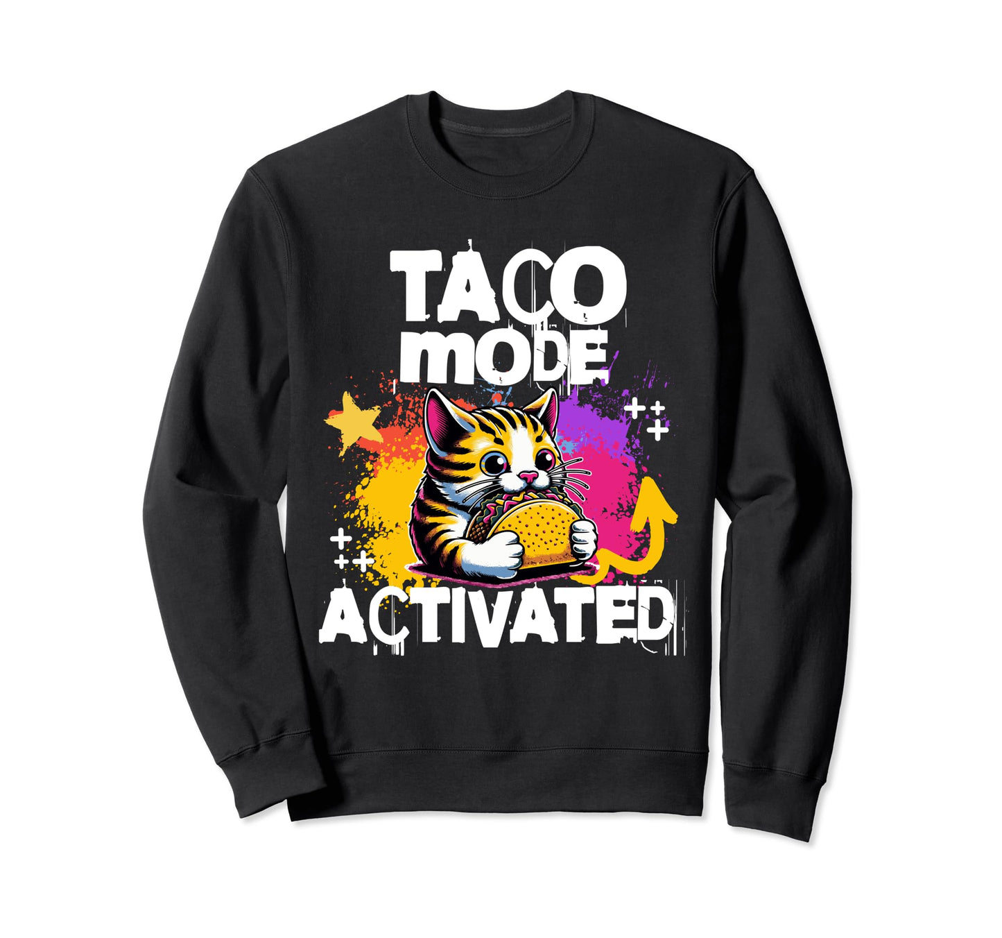 Funny 90S Grunge Gamer Cat Taco Sweatshirt - Aesthetic Graphic for Adults