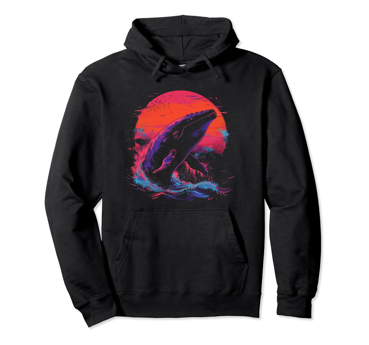 Whale Vaporwave Aesthetic Synthwave 80S Hoodie - Minimalist Print Unisex