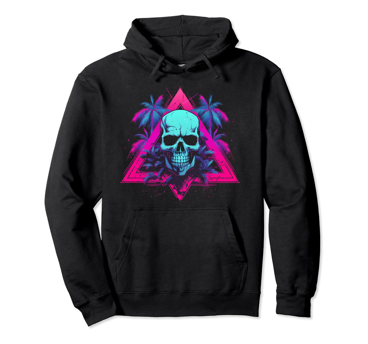 Skull Vaporwave Retrowave Aesthetic Hoodie - Aesthetic Graphic for Adults