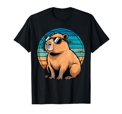 Funny Capybara Sunglasses Vaporwave T-Shirt - Novelty Apparel Men Women