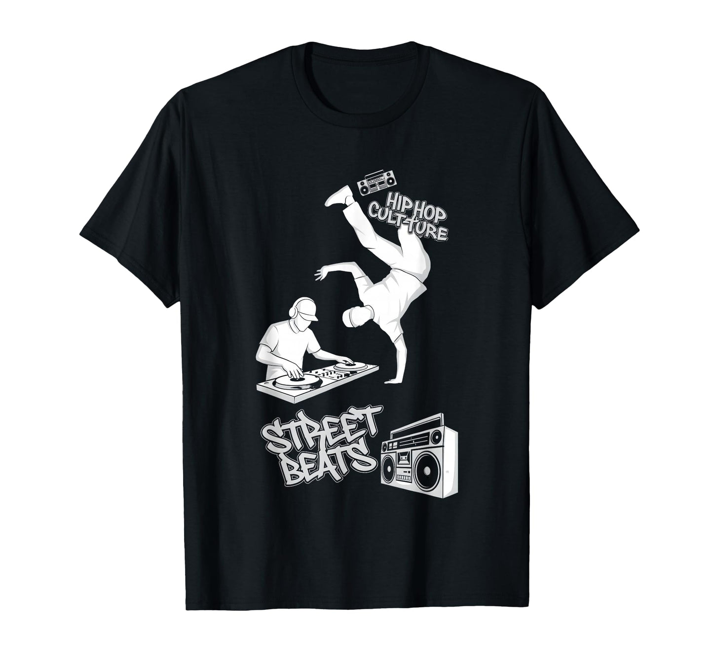 Hip Hop Black And White Old School T-Shirt - Aesthetic Graphic for Adults