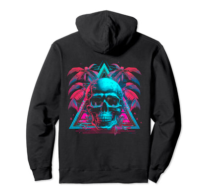 Skull Vaporwave Retrowave Aesthetic Hoodie - Custom Art Print Unisex