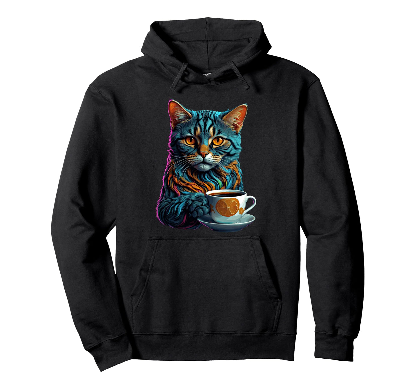 Vaporwave Aesthetic Coffee Cats Art Hoodie - Novelty Apparel for Adults