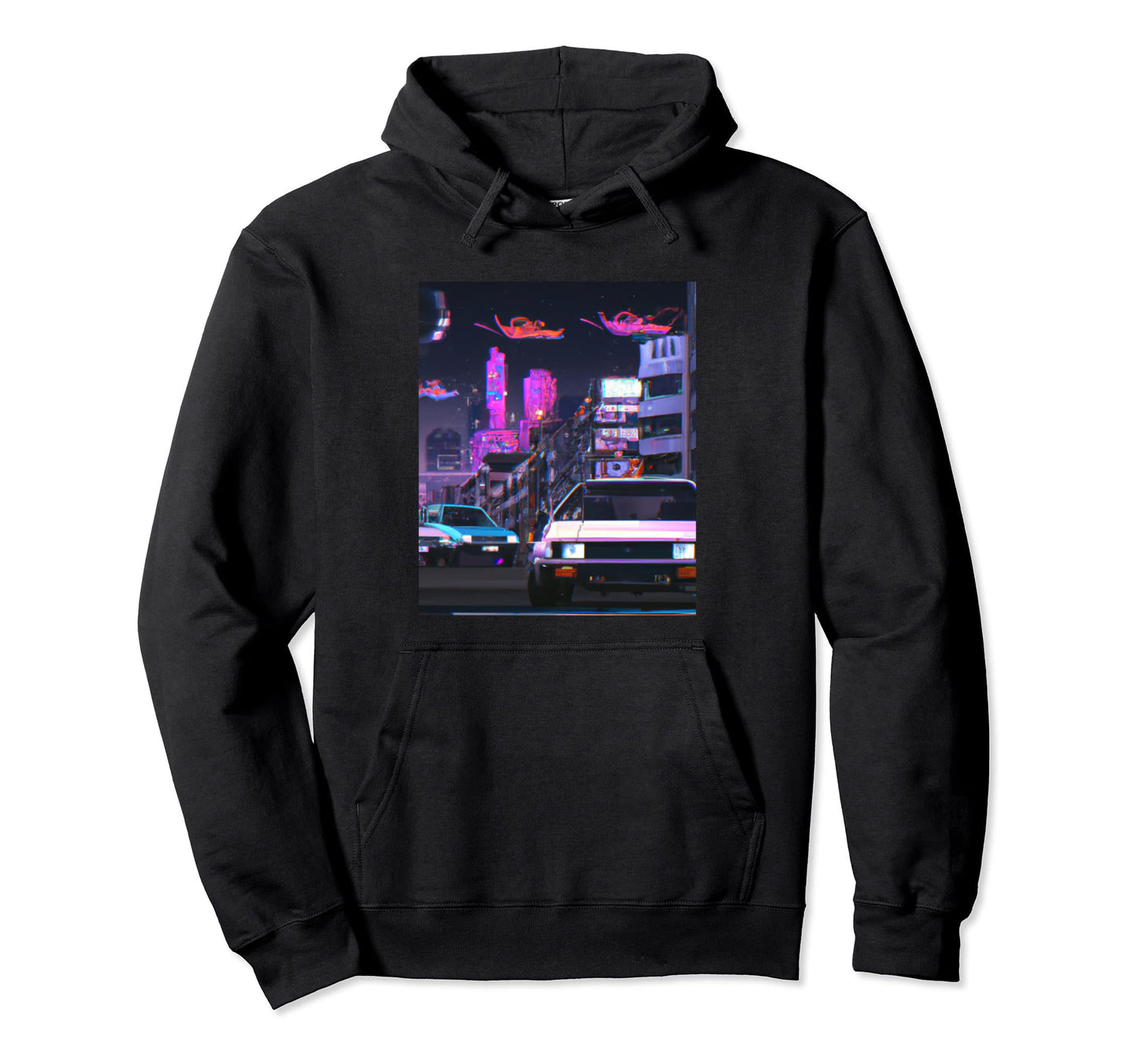 Vaporwave Car Synthwave City Hoodie - Fun Novelty Design Men Women