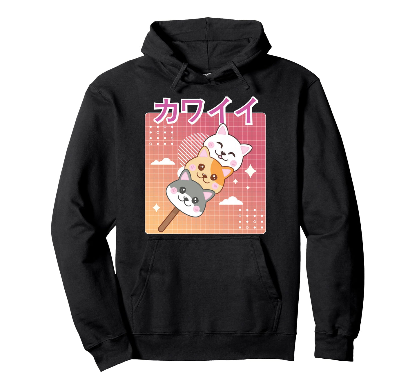 Kawaii Neko Cat Dango 90S Japanese Hoodie - Novelty Apparel for Adults