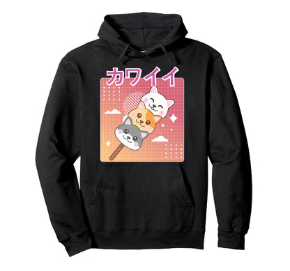 Kawaii Neko Cat Dango 90S Japanese Hoodie - Novelty Apparel for Adults