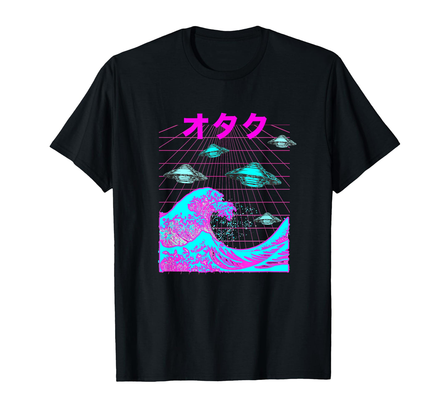 Japanese Wave Ufo Vaporwave Otaku T-Shirt - Custom Art Print for Adults