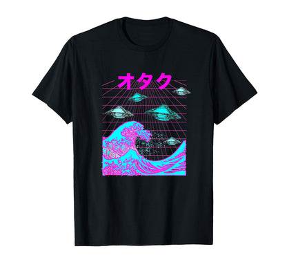 Japanese Wave Ufo Vaporwave Otaku T-Shirt - Custom Art Print for Adults