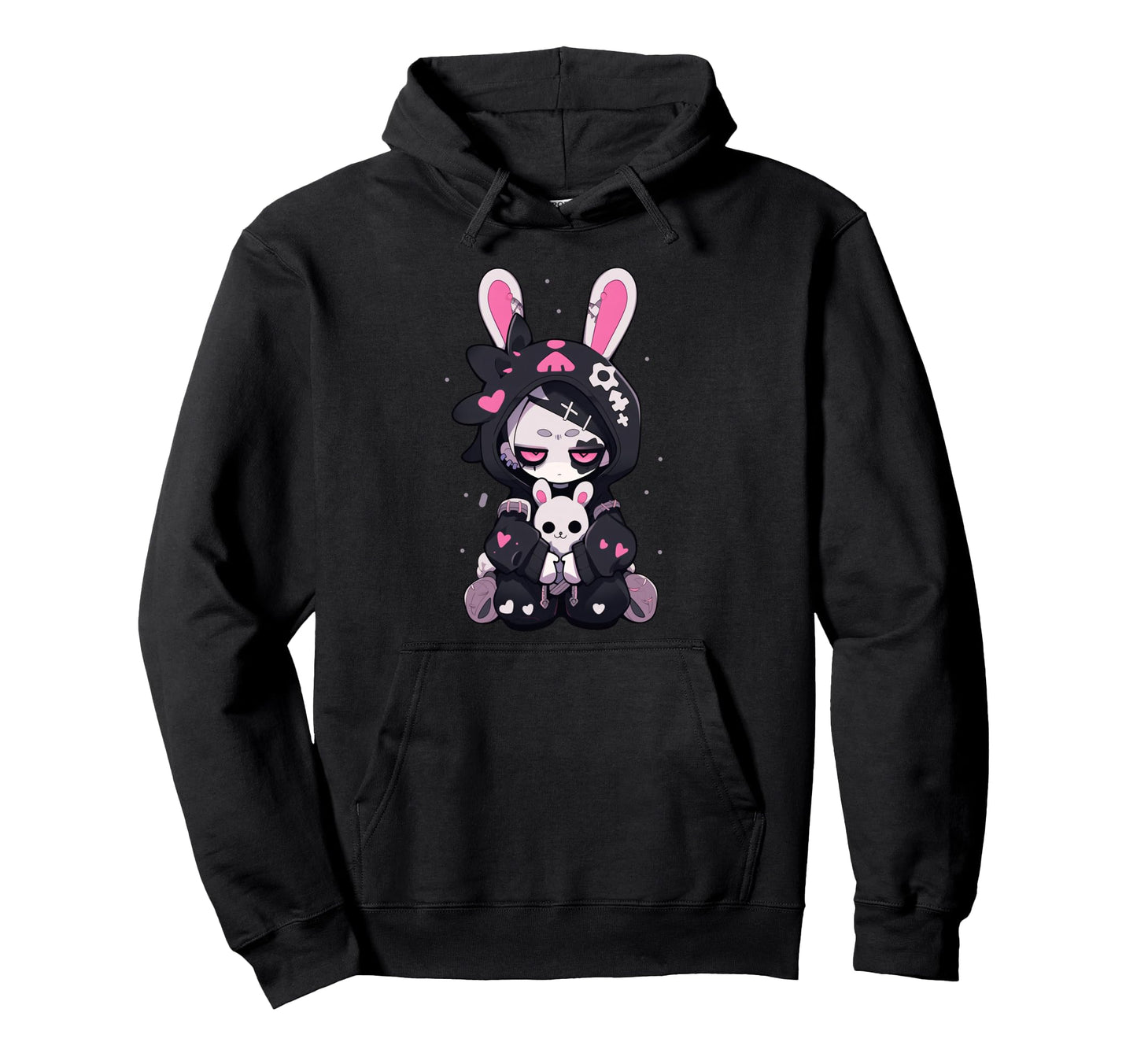 Goth Bunny Anime E Gothic Outfit Grunge Hoodie - Novelty Apparel for Adults