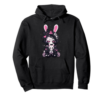 Goth Bunny Anime E Gothic Outfit Grunge Hoodie - Novelty Apparel for Adults