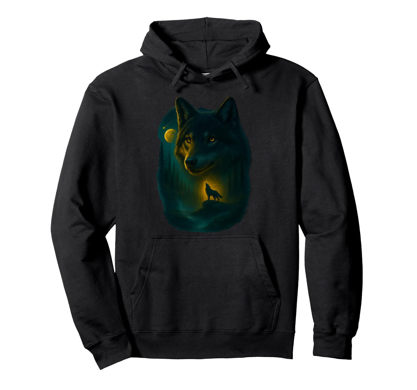 Wolf Howling Moon Grunge Y2K 90S Therian Hoodie - Aesthetic Graphic Unisex