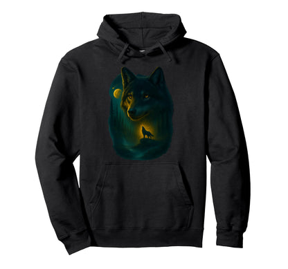 Wolf Howling Moon Grunge Y2K 90S Therian Hoodie - Aesthetic Graphic Unisex