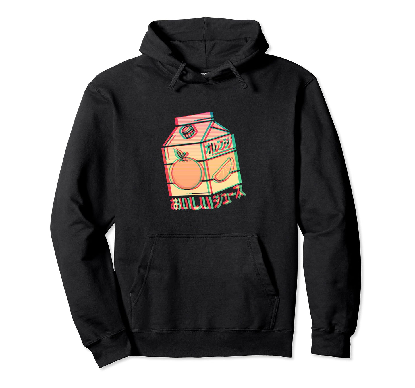 Orange Lemonade Juice Box Glitch Effect Hoodie - Trendy Graphic Men Women