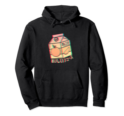 Orange Lemonade Juice Box Glitch Effect Hoodie - Trendy Graphic Men Women