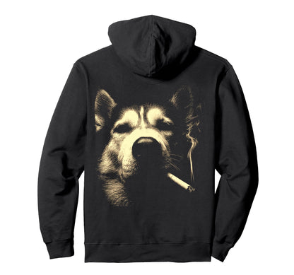 Siberian Husky Smoking Cigarette Meme 90 Hoodie - Unique Graphic Unisex