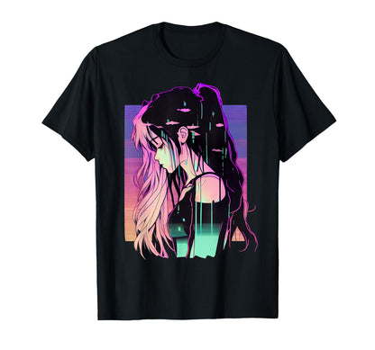 Japanese Vaporwave Sad Anime Indie T-Shirt - Minimalist Print Unisex