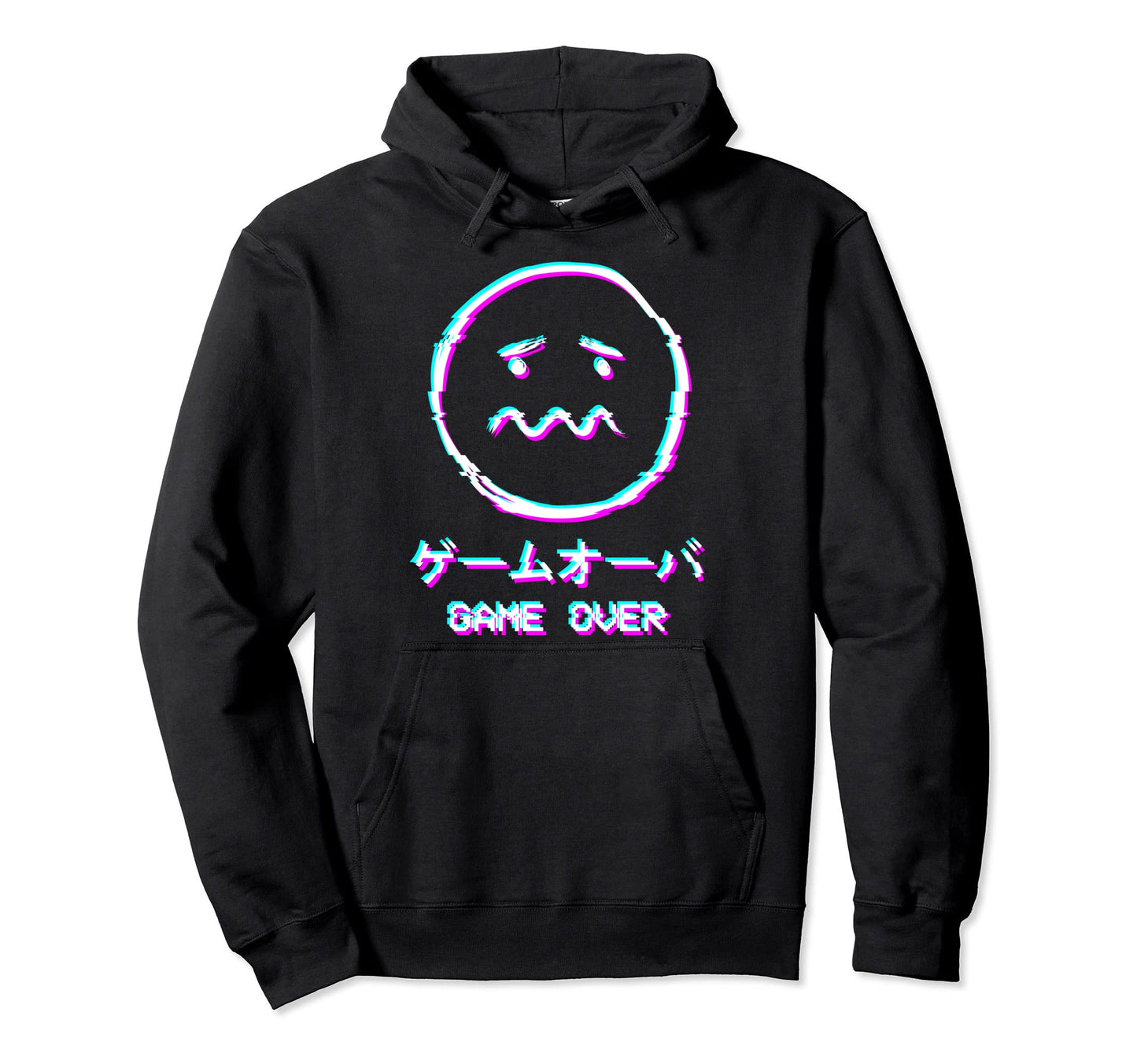 Vaporwave Aesthetic Sad Face Harajuku Hoodie - Novelty Apparel for Adults