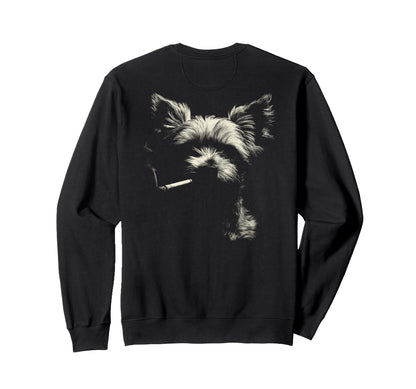 Yorkshire Terrier Smoking Sweatshirt - Minimalist Print Men Women
