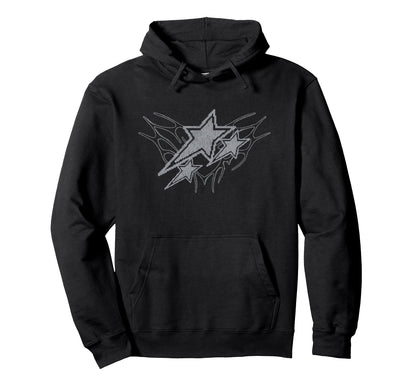 Y2K Stars 2000S Tattoo Grunge Hoodie - Minimalist Print Men Women