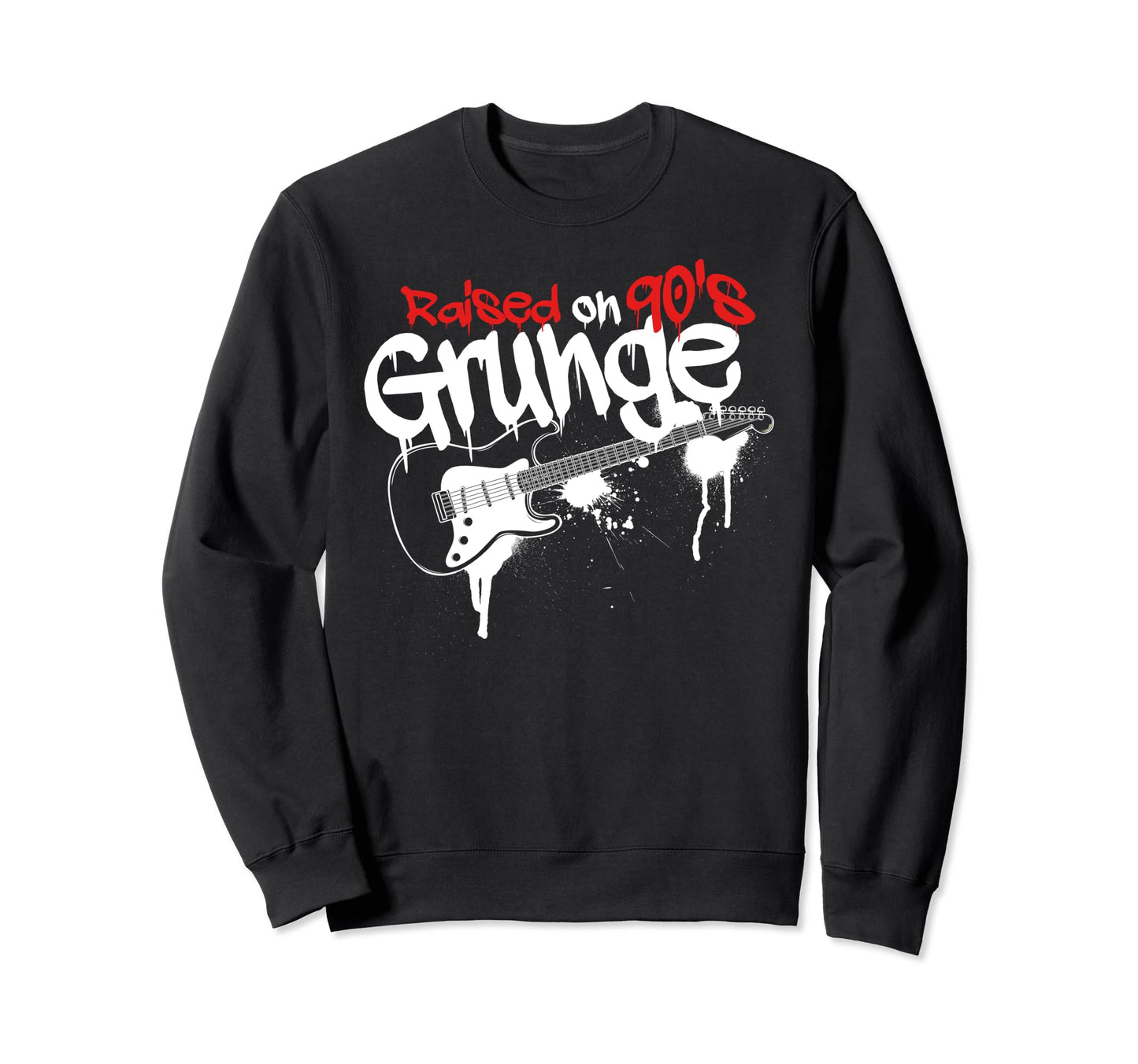 Raised 90S Grunge Rock Music Lover Sweatshirt - Trendy Graphic for Adults