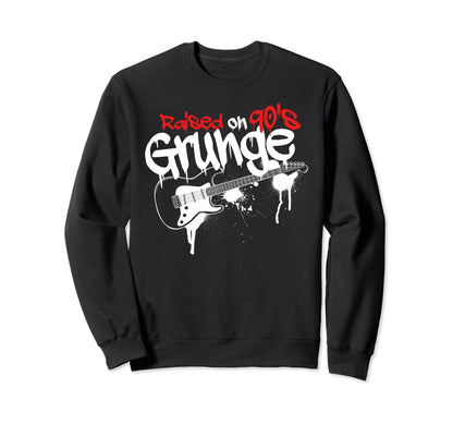 Raised 90S Grunge Rock Music Lover Sweatshirt - Trendy Graphic for Adults