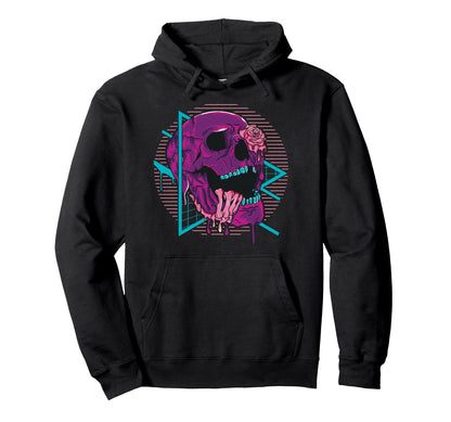 Vaporwave Aesthetic Skull Vaporwave Hoodie - Fun Novelty Design Men Women