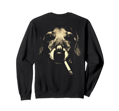 Dachshund Smoking Cigarette Grunge Sweatshirt - Custom Art Print Men Women